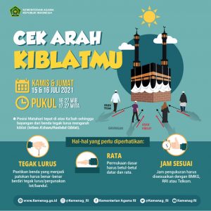 15 & 16 Juli 2021 Matahari Melintas di atas Kabah, Cek Arah Kiblat
