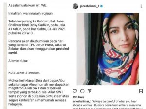 Artis Jane Shalimar Meninggal Dunia di Usia 41 Tahun, Ini Penyebabnya