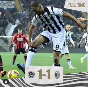 Jual Beli Serangan, Udinese VS AC Milan Berakhir Imbang