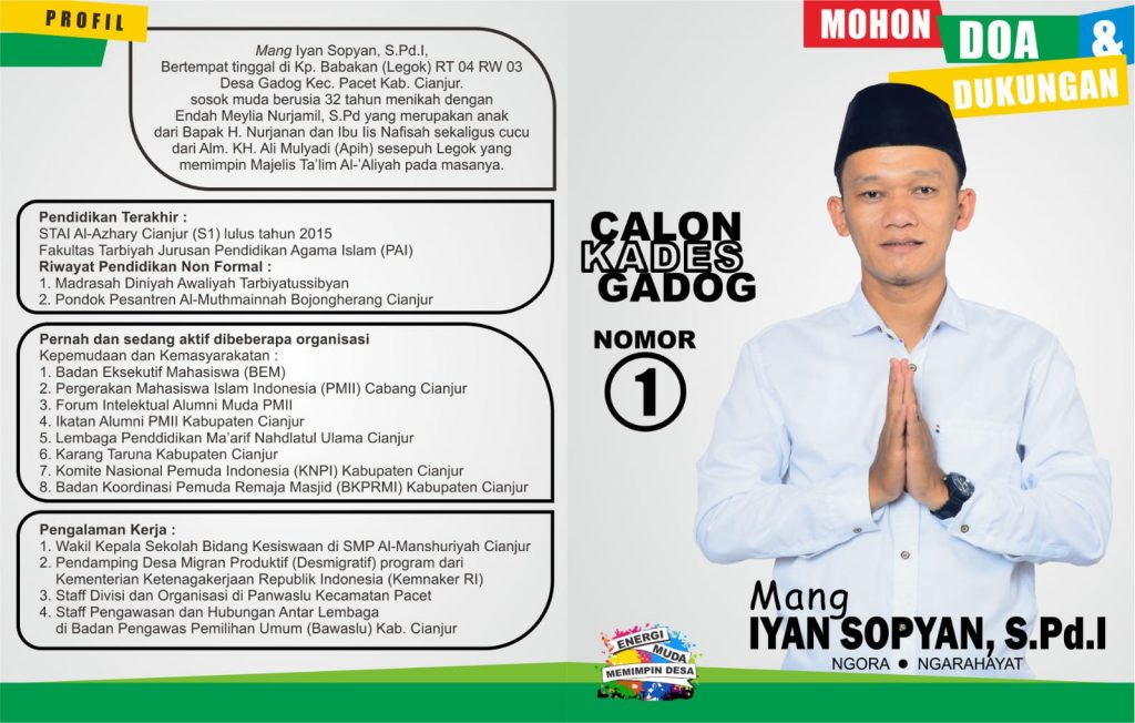 Iyan Sopyan, Calon Kepala Desa Gadog-Pacet, Muda dan Merakyat