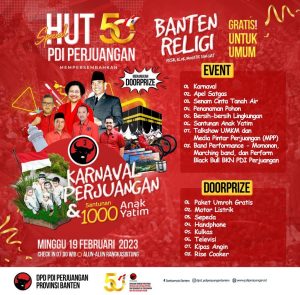 Gelar Perayaan HUT ke 50, DPD PDIP Banten Bagi-bagi Doorprize Hingga Santunan 1000 Anak Yatim